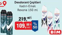 REXONA DEODORANT ÇEŞİTLERİ KADIN/ERKEK 150 ML fiyat ve kampanya bilgisi